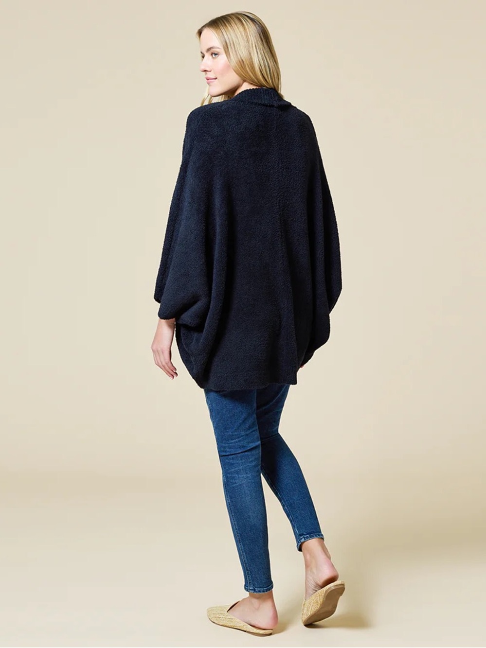 Black Solid Marshmallow Shrug